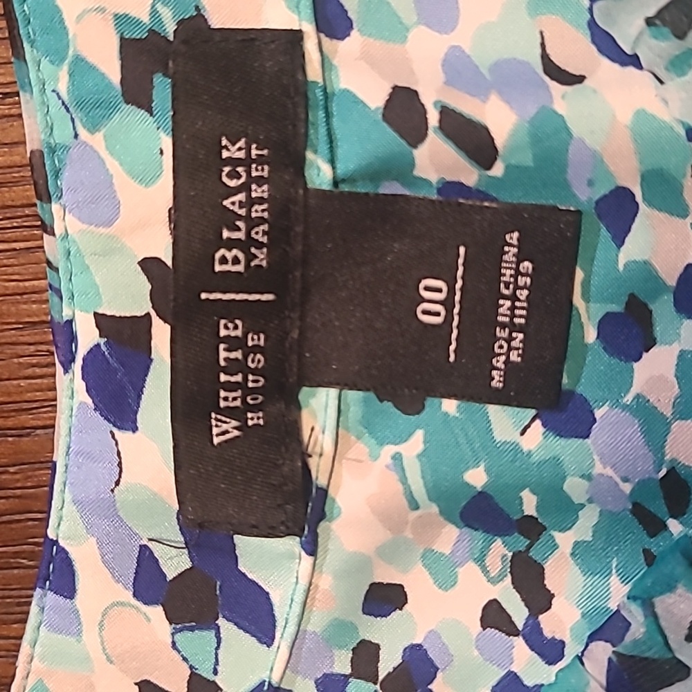 White House Black Market Elegant Blue Patterned Dress - Size 00 - Picture 6 of 11